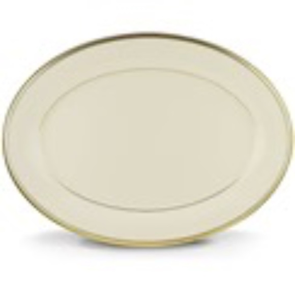 LIKE NEW: Oval Serving Platter, Eternal by Lenox, gold-rimmed fine china - Picture 6 of 6